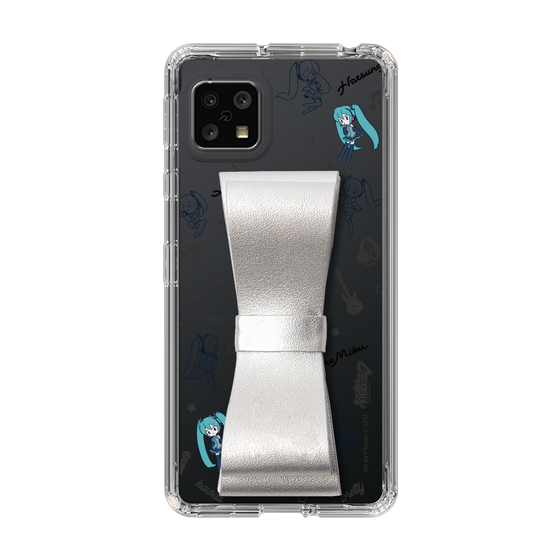 Slim Protection Case - STAND & RING RIBBON Silver［ HATSUNE MIKU - Ribbon - Instrumental - Monochrome ］