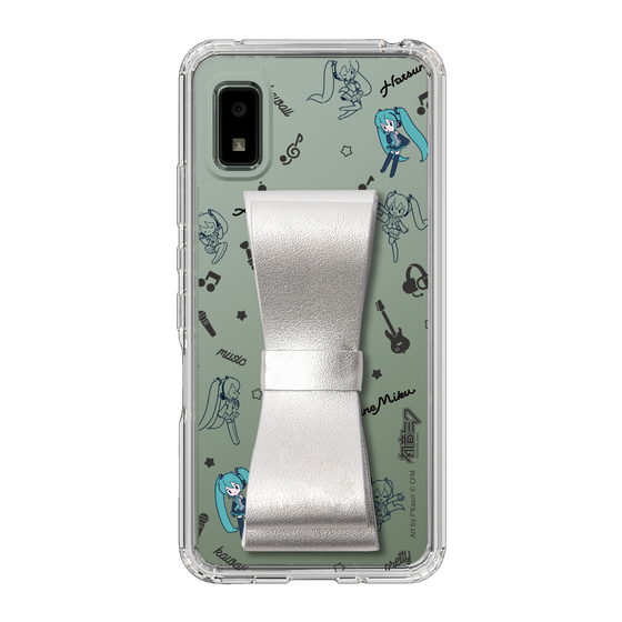Slim Protection Case - STAND & RING RIBBON Silver［ HATSUNE MIKU - Ribbon - Instrumental - Monochrome ］