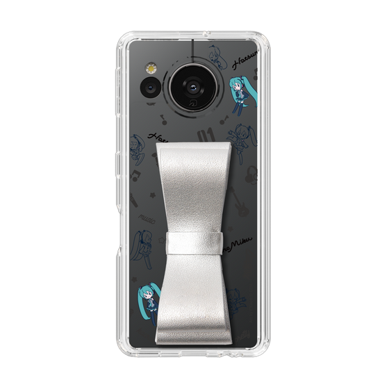 Slim Protection Case - STAND & RING RIBBON Silver［ HATSUNE MIKU - Ribbon - Instrumental - Monochrome ］