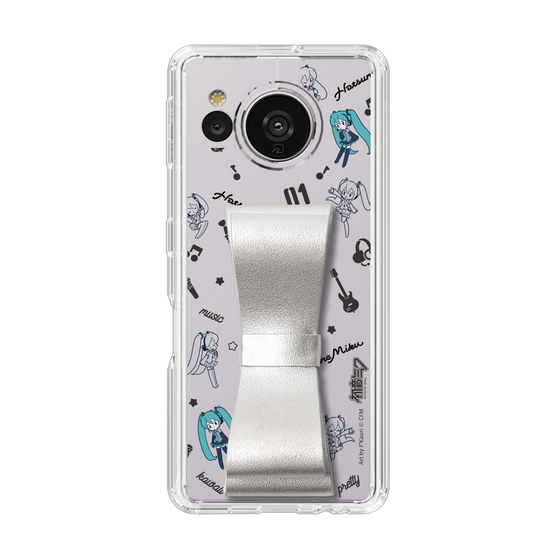 Slim Protection Case - STAND & RING RIBBON Silver［ HATSUNE MIKU - Ribbon - Instrumental - Monochrome ］