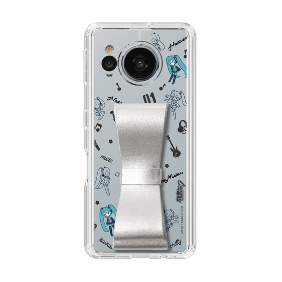 Slim Protection Case - STAND & RING RIBBON Silver［ HATSUNE MIKU - Ribbon - Instrumental - Monochrome ］