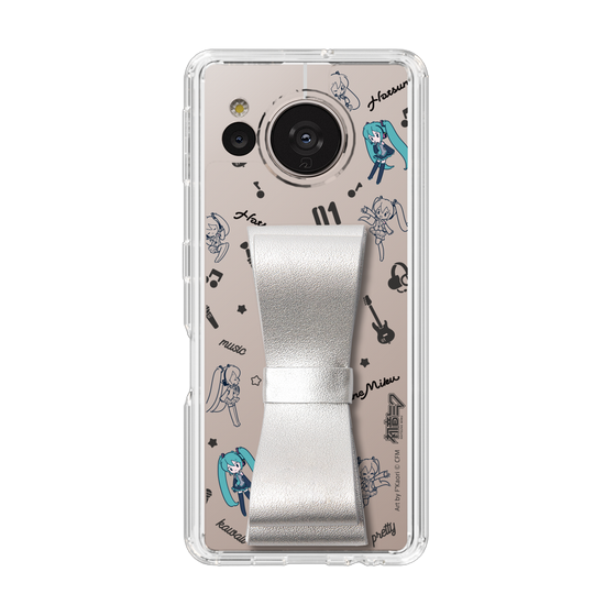 Slim Protection Case - STAND & RING RIBBON Silver［ HATSUNE MIKU - Ribbon - Instrumental - Monochrome ］