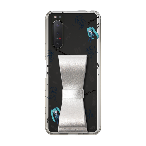 Slim Protection Case - STAND & RING RIBBON Silver［ HATSUNE MIKU - Ribbon - Instrumental - Monochrome ］