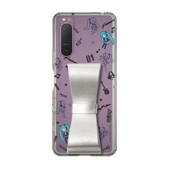 Slim Protection Case - STAND & RING RIBBON Silver［ HATSUNE MIKU - Ribbon - Instrumental - Monochrome ］