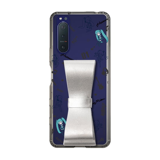 Slim Protection Case - STAND & RING RIBBON Silver［ HATSUNE MIKU - Ribbon - Instrumental - Monochrome ］