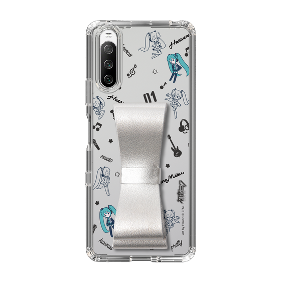 Slim Protection Case - STAND & RING RIBBON Silver［ HATSUNE MIKU - Ribbon - Instrumental - Monochrome ］