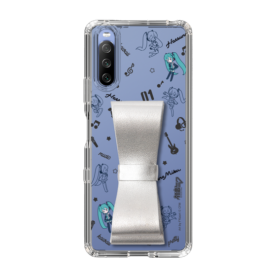 Slim Protection Case - STAND & RING RIBBON Silver［ HATSUNE MIKU - Ribbon - Instrumental - Monochrome ］