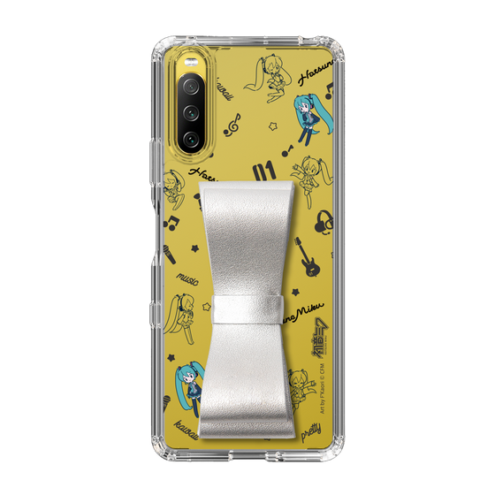 Slim Protection Case - STAND & RING RIBBON Silver［ HATSUNE MIKU - Ribbon - Instrumental - Monochrome ］