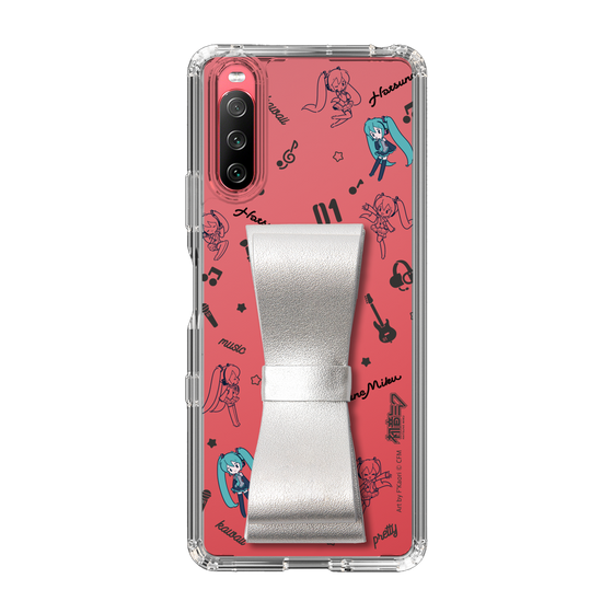 Slim Protection Case - STAND & RING RIBBON Silver［ HATSUNE MIKU - Ribbon - Instrumental - Monochrome ］