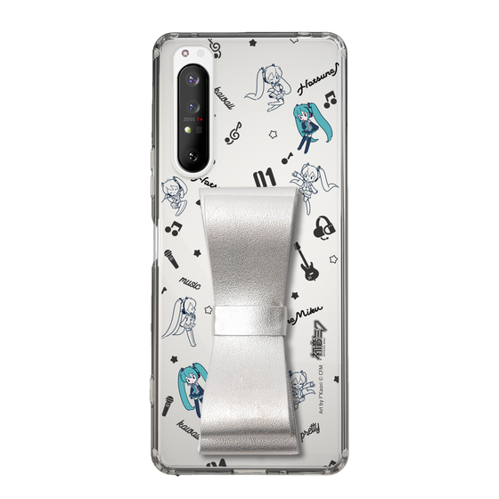 Slim Protection Case - STAND & RING RIBBON Silver［ HATSUNE MIKU - Ribbon - Instrumental - Monochrome ］