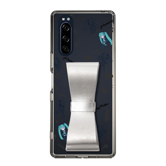 Slim Protection Case - STAND & RING RIBBON Silver［ HATSUNE MIKU - Ribbon - Instrumental - Monochrome ］