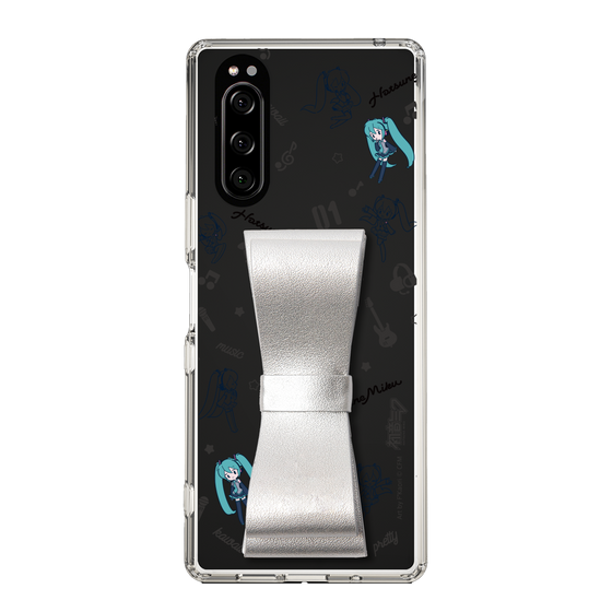 Slim Protection Case - STAND & RING RIBBON Silver［ HATSUNE MIKU - Ribbon - Instrumental - Monochrome ］
