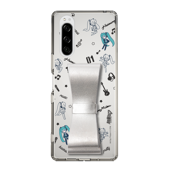 Slim Protection Case - STAND & RING RIBBON Silver［ HATSUNE MIKU - Ribbon - Instrumental - Monochrome ］