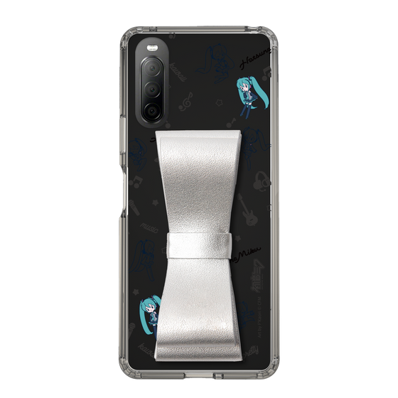 Slim Protection Case - STAND & RING RIBBON Silver［ HATSUNE MIKU - Ribbon - Instrumental - Monochrome ］