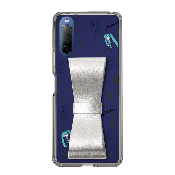 Slim Protection Case - STAND & RING RIBBON Silver［ HATSUNE MIKU - Ribbon - Instrumental - Monochrome ］