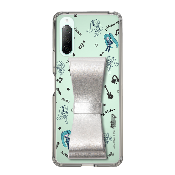 Slim Protection Case - STAND & RING RIBBON Silver［ HATSUNE MIKU - Ribbon - Instrumental - Monochrome ］