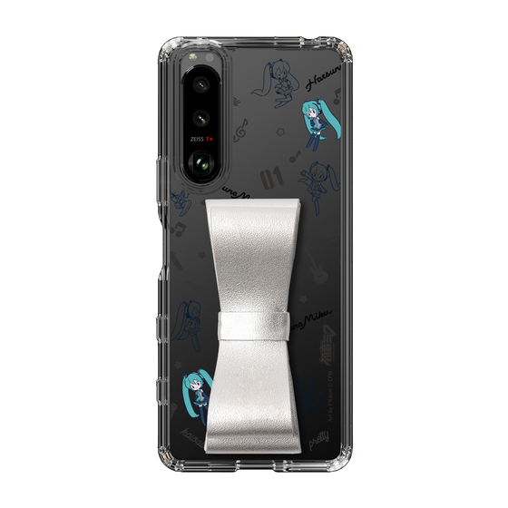 Slim Protection Case - STAND & RING RIBBON Silver［ HATSUNE MIKU - Ribbon - Instrumental - Monochrome ］