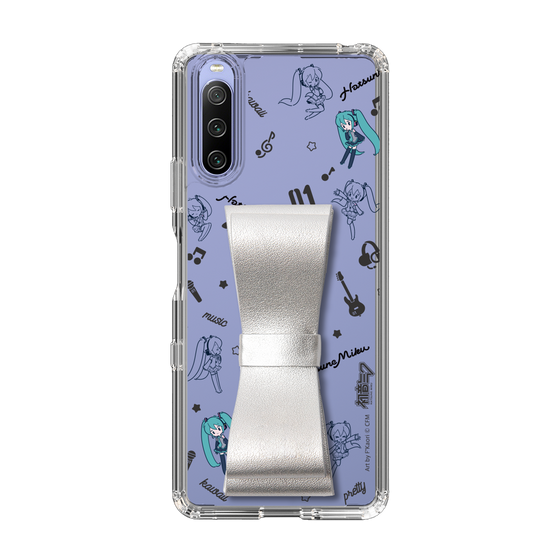 Slim Protection Case - STAND & RING RIBBON Silver［ HATSUNE MIKU - Ribbon - Instrumental - Monochrome ］