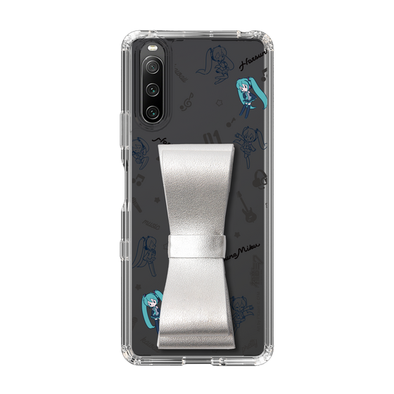 Slim Protection Case - STAND & RING RIBBON Silver［ HATSUNE MIKU - Ribbon - Instrumental - Monochrome ］