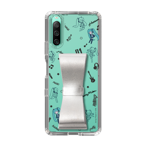 Slim Protection Case - STAND & RING RIBBON Silver［ HATSUNE MIKU - Ribbon - Instrumental - Monochrome ］