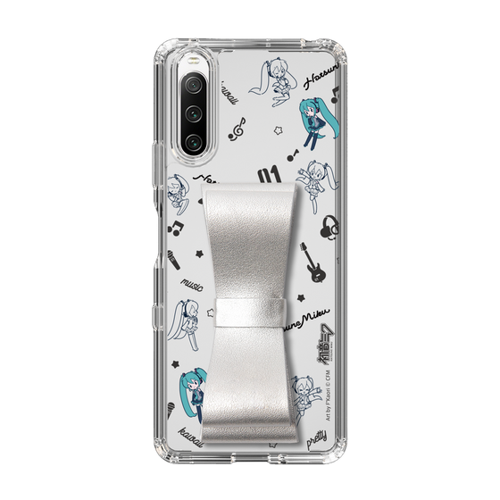 Slim Protection Case - STAND & RING RIBBON Silver［ HATSUNE MIKU - Ribbon - Instrumental - Monochrome ］