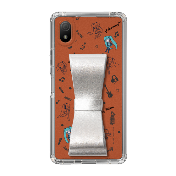 Slim Protection Case - STAND & RING RIBBON Silver［ HATSUNE MIKU - Ribbon - Instrumental - Monochrome ］