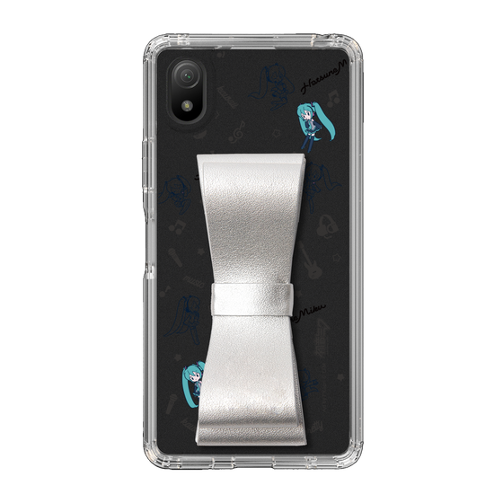 Slim Protection Case - STAND & RING RIBBON Silver［ HATSUNE MIKU - Ribbon - Instrumental - Monochrome ］
