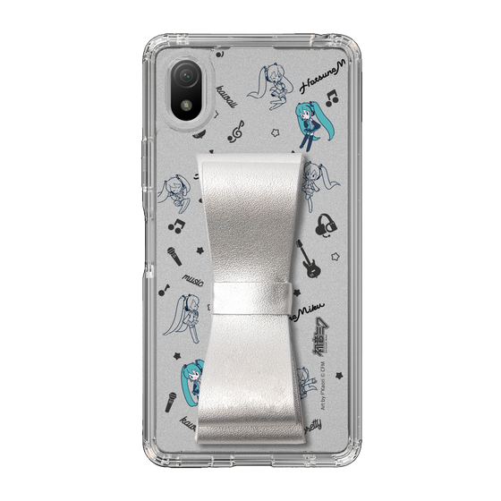 Slim Protection Case - STAND & RING RIBBON Silver［ HATSUNE MIKU - Ribbon - Instrumental - Monochrome ］