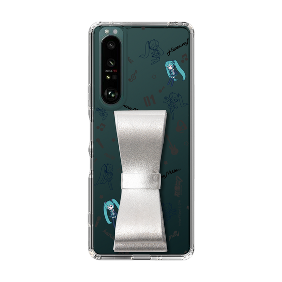 Slim Protection Case - STAND & RING RIBBON Silver［ HATSUNE MIKU - Ribbon - Instrumental - Monochrome ］