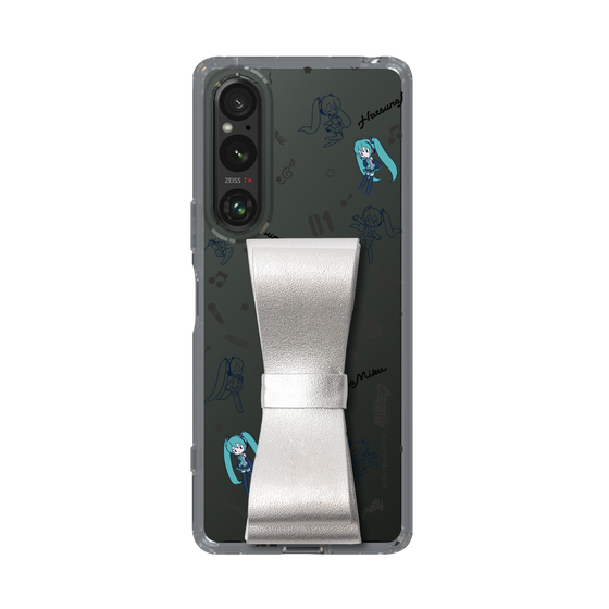 Slim Protection Case - STAND & RING RIBBON Silver［ HATSUNE MIKU - Ribbon - Instrumental - Monochrome ］