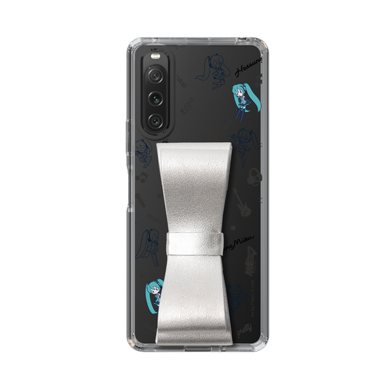Slim Protection Case - STAND & RING RIBBON Silver［ HATSUNE MIKU - Ribbon - Instrumental - Monochrome ］