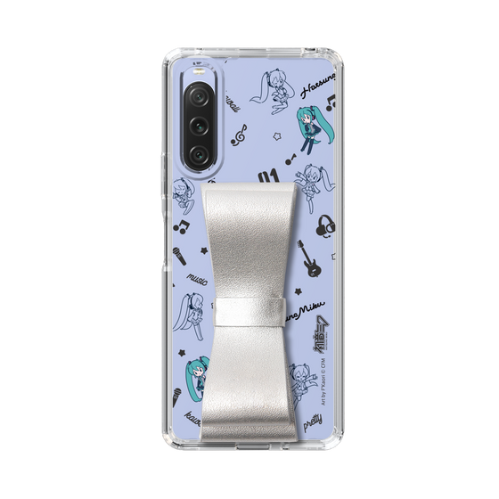 Slim Protection Case - STAND & RING RIBBON Silver［ HATSUNE MIKU - Ribbon - Instrumental - Monochrome ］