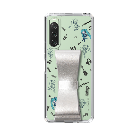 Slim Protection Case - STAND & RING RIBBON Silver［ HATSUNE MIKU - Ribbon - Instrumental - Monochrome ］
