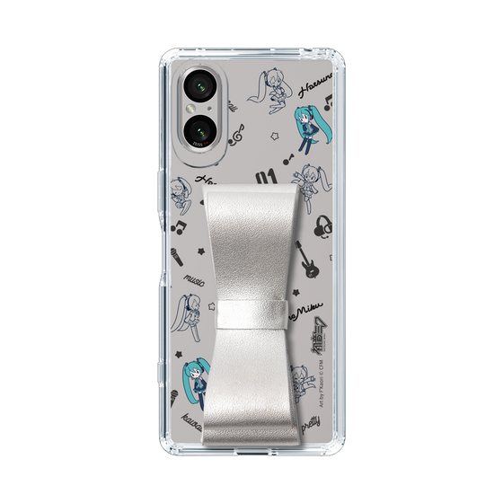 Slim Protection Case - STAND & RING RIBBON Silver［ HATSUNE MIKU - Ribbon - Instrumental - Monochrome ］