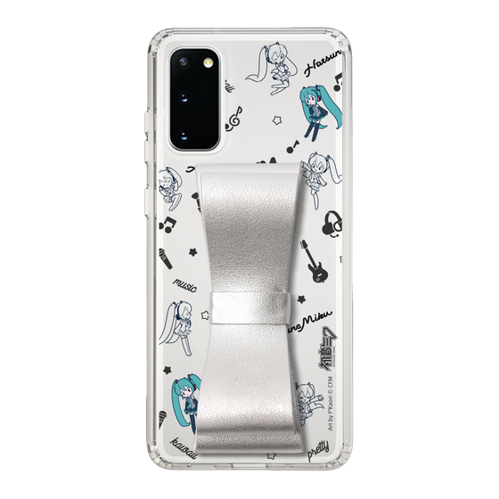 Slim Protection Case - STAND & RING RIBBON Silver［ HATSUNE MIKU - Ribbon - Instrumental - Monochrome ］