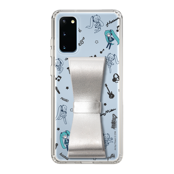 Slim Protection Case - STAND & RING RIBBON Silver［ HATSUNE MIKU - Ribbon - Instrumental - Monochrome ］