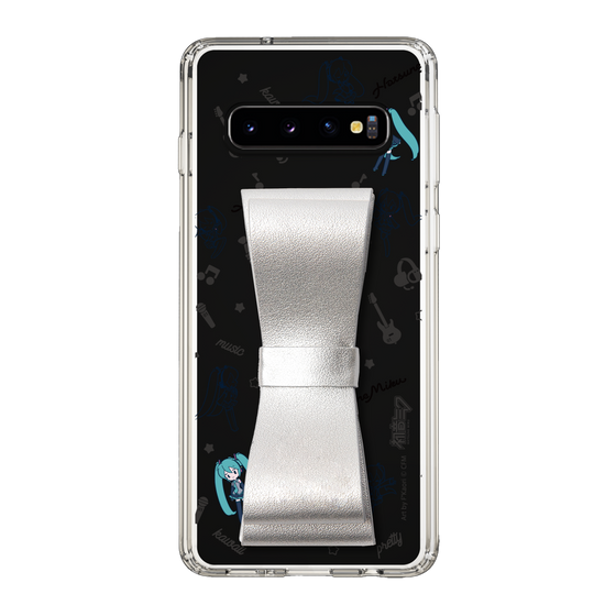 Slim Protection Case - STAND & RING RIBBON Silver［ HATSUNE MIKU - Ribbon - Instrumental - Monochrome ］