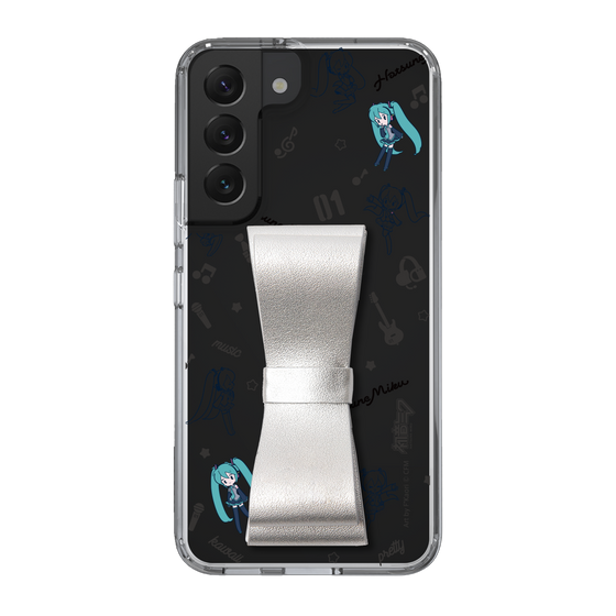 Slim Protection Case - STAND & RING RIBBON Silver［ HATSUNE MIKU - Ribbon - Instrumental - Monochrome ］