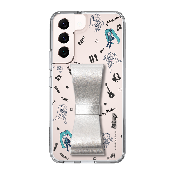 Slim Protection Case - STAND & RING RIBBON Silver［ HATSUNE MIKU - Ribbon - Instrumental - Monochrome ］