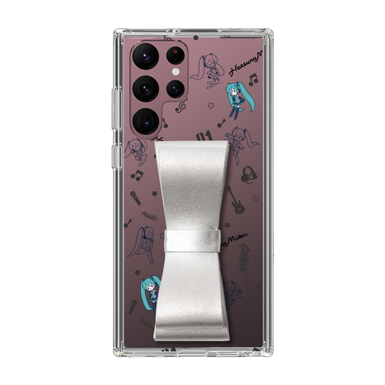 Slim Protection Case - STAND & RING RIBBON Silver［ HATSUNE MIKU - Ribbon - Instrumental - Monochrome ］