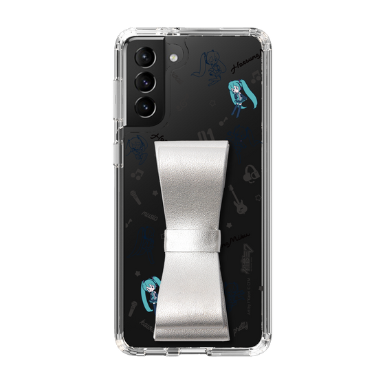 Slim Protection Case - STAND & RING RIBBON Silver［ HATSUNE MIKU - Ribbon - Instrumental - Monochrome ］