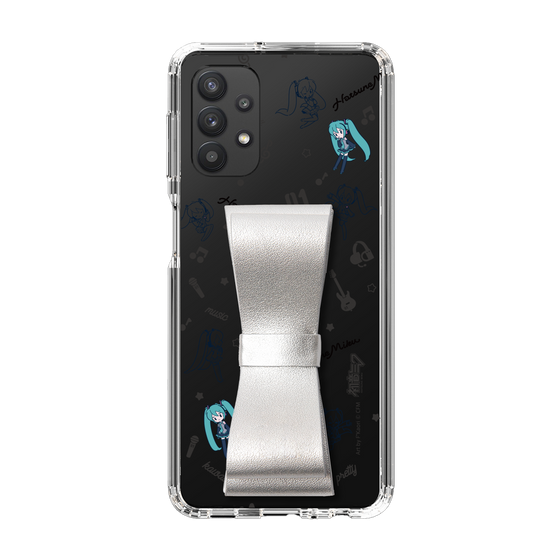 Slim Protection Case - STAND & RING RIBBON Silver［ HATSUNE MIKU - Ribbon - Instrumental - Monochrome ］