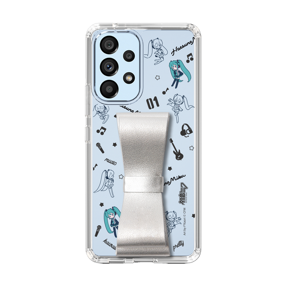 Slim Protection Case - STAND & RING RIBBON Silver［ HATSUNE MIKU - Ribbon - Instrumental - Monochrome ］