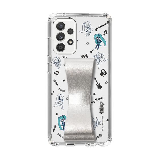 Slim Protection Case - STAND & RING RIBBON Silver［ HATSUNE MIKU - Ribbon - Instrumental - Monochrome ］