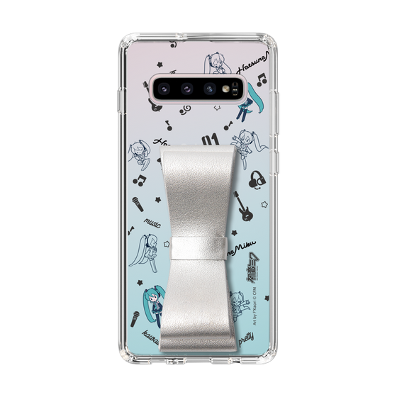 Slim Protection Case - STAND & RING RIBBON Silver［ HATSUNE MIKU - Ribbon - Instrumental - Monochrome ］