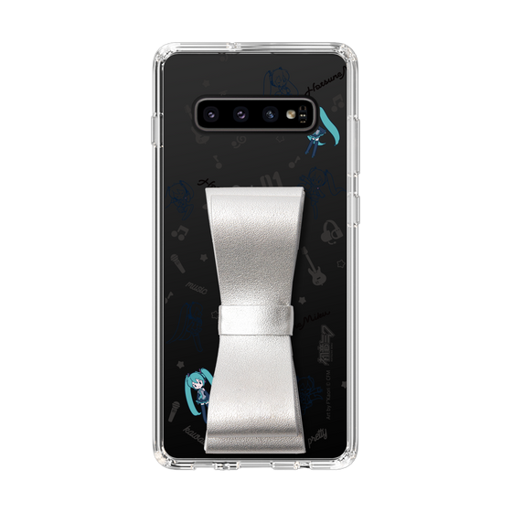 Slim Protection Case - STAND & RING RIBBON Silver［ HATSUNE MIKU - Ribbon - Instrumental - Monochrome ］