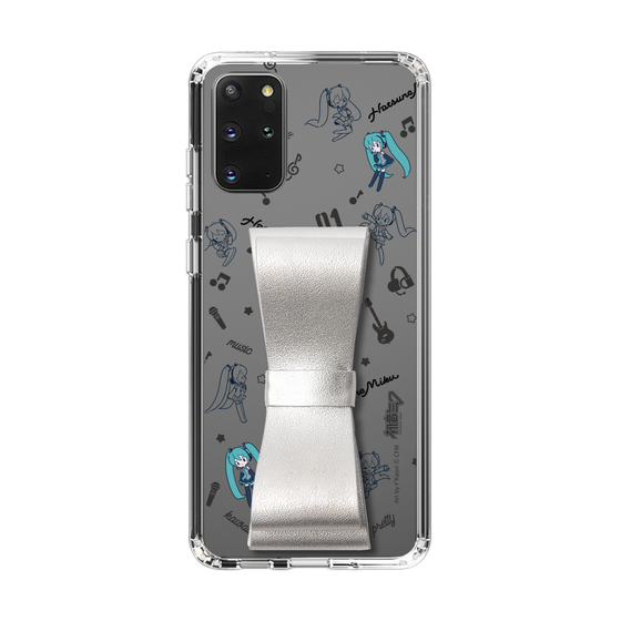 Slim Protection Case - STAND & RING RIBBON Silver［ HATSUNE MIKU - Ribbon - Instrumental - Monochrome ］