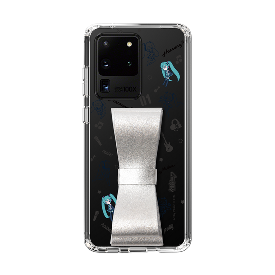 Slim Protection Case - STAND & RING RIBBON Silver［ HATSUNE MIKU - Ribbon - Instrumental - Monochrome ］