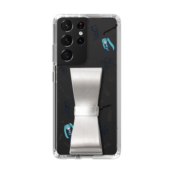 Slim Protection Case - STAND & RING RIBBON Silver［ HATSUNE MIKU - Ribbon - Instrumental - Monochrome ］