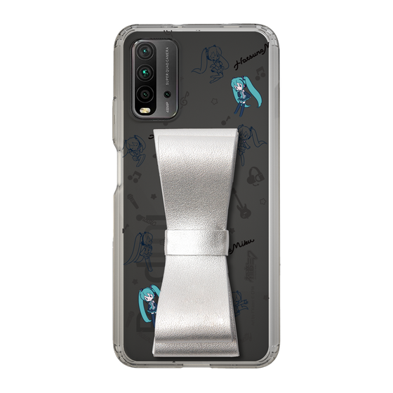 Slim Protection Case - STAND & RING RIBBON Silver［ HATSUNE MIKU - Ribbon - Instrumental - Monochrome ］